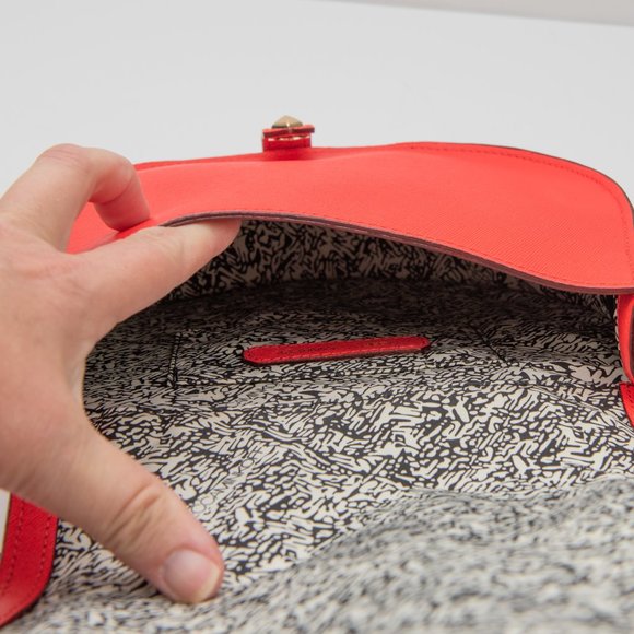 Rebecca Minkoff Skylar Purse Saddle Crossbody Bag Leather Studs Fire Engine Red - Picture 5 of 12